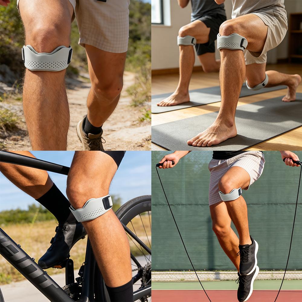 1/2Pcs Silicone Patellar Tendon Support Strap Adjustable Knee Support Pads for Men Women Sports Running Tennis Jumpers Knee 1
