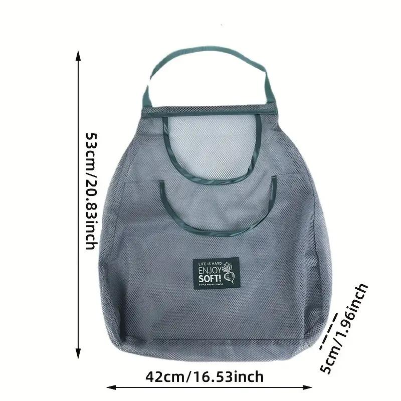 1 шт. Большая вместительная сумка для хранения на кухне - настенная сетка для овощей, фруктов, имбиря, чеснока - прочный зеленый полиэстер с завязкой