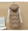 Autumn and Winter Women's Solid Color Loose Vest Hooded Long Reversible Vest Jacket Cotton Padded Women's Windproof Warm Vest