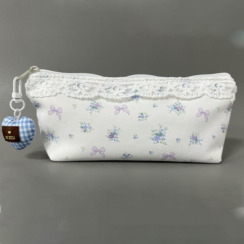 High Quality Sweet Lace Floral Design Pen Bag Large Capacity Multifunctional Stationery Bag Pencil Case Students Supplies