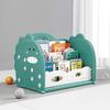 Open Bookshelf 3-Tier Desktop Bookshelf Plastic Cute Dinosaur Bookcase Picture Book Storage Rack for Playroom Study Bedroom