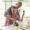 Cactus Measuring Spoons Set in Pot Unique Measuring Cups and Spoons for Coffee Salt Sugar Novelty Cute Baking Gifts Dishwasher Safe Ceramic Measuring