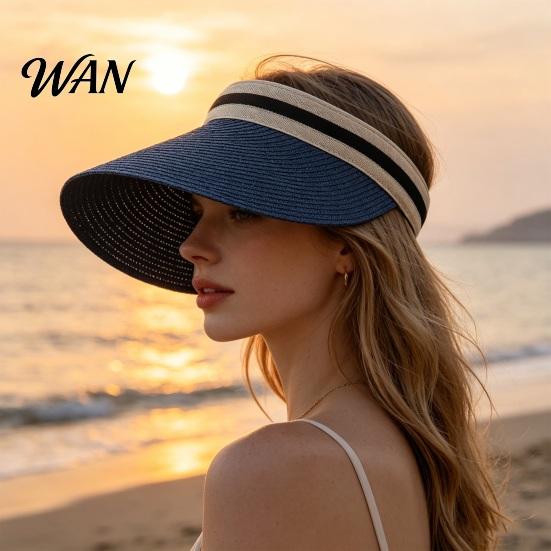 Straw Sun Hat Summer Foldable Hat, Breathable Braided Portable UV Protection for Beach Travel Hiking Headwear