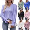2024 Summer Solid Color T-shirt Hole Lace V-neck Long Sleeve Top Women's Clothing