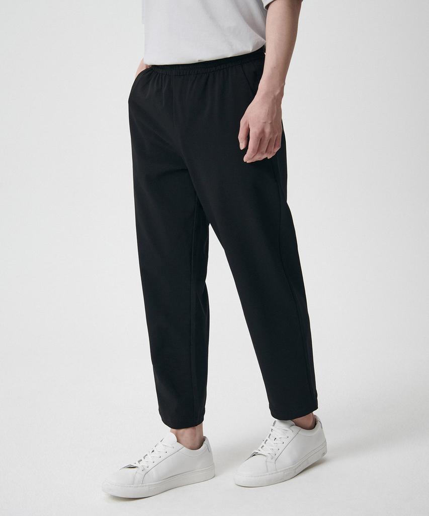 MUSINSA STANDARD Seersucker Loose Tapered Elastic Waist Pants [Black]