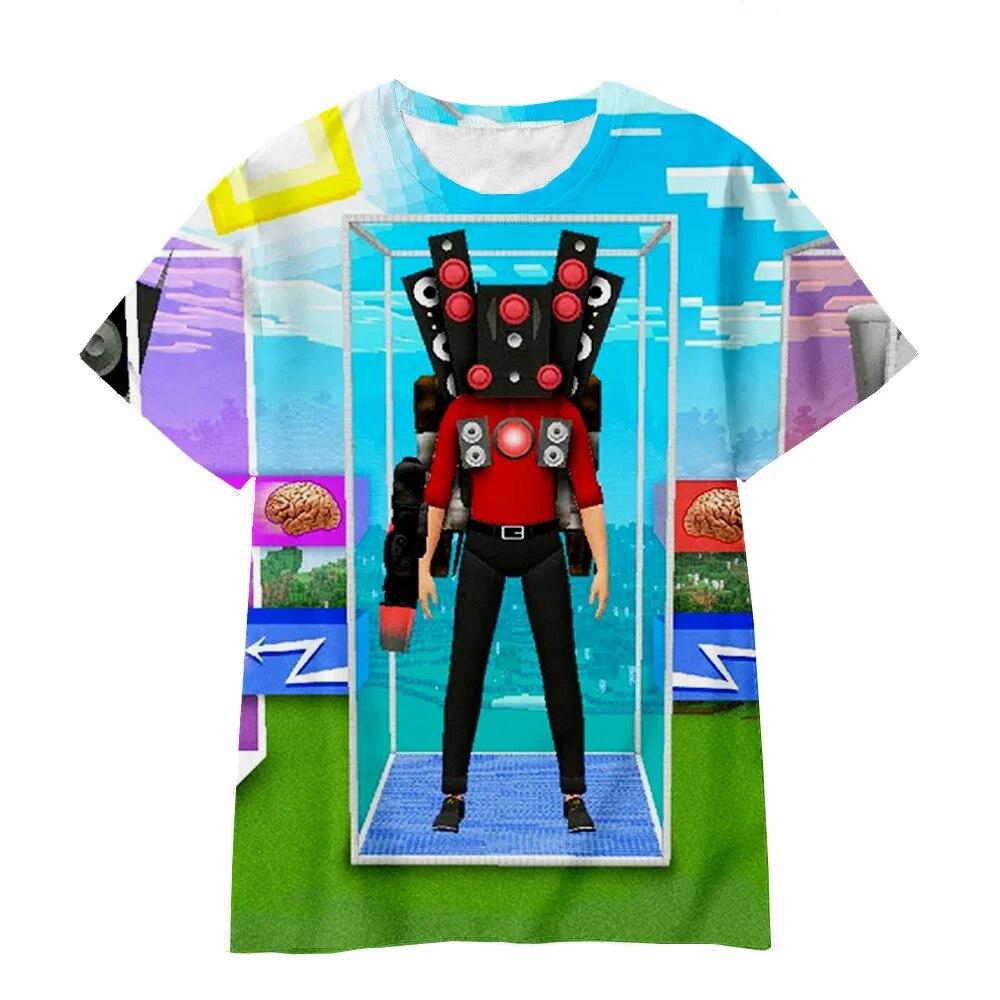 Детская футболка Skibidi с симулятором туалета, одежда для мальчиков и девочек, детская футболка, детская рубашка, топы для детей, футболка с короткими рукавами для мальчиков