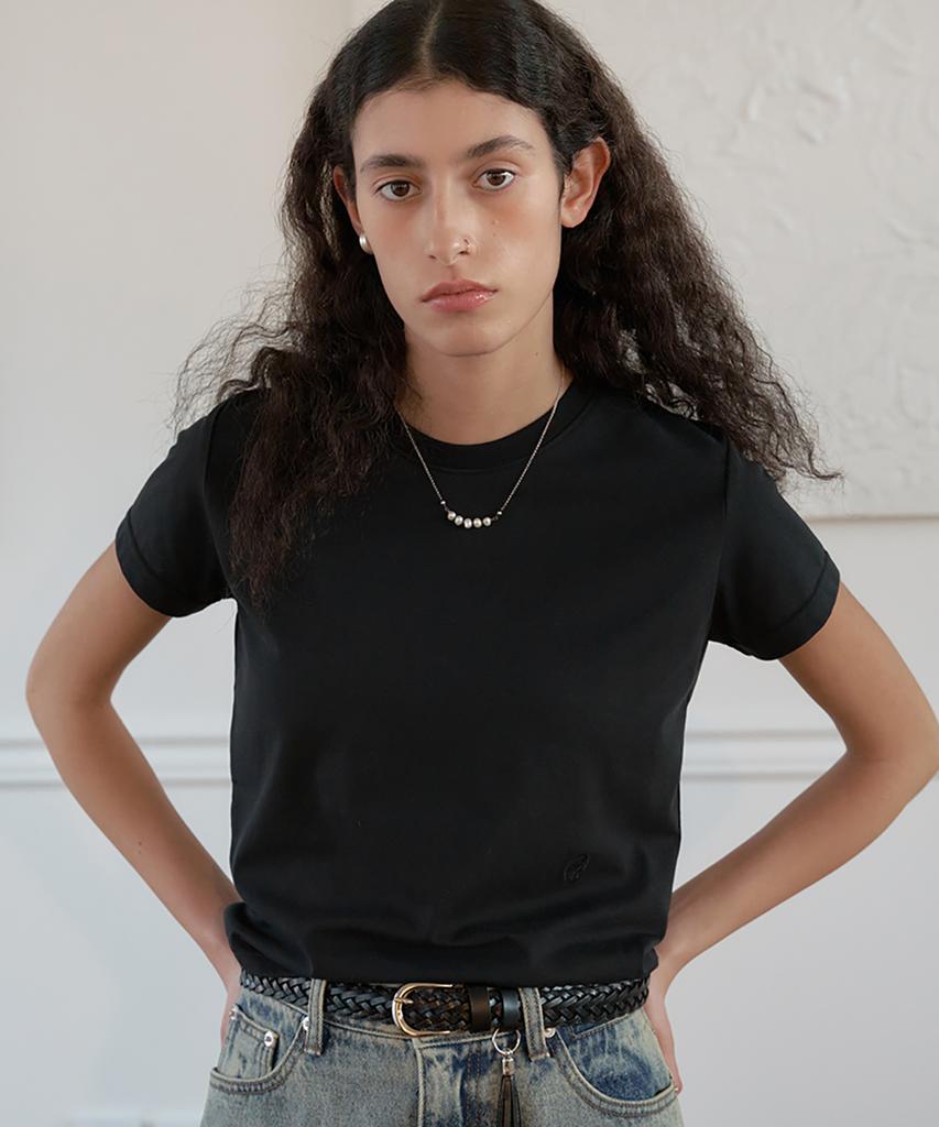 NOIRER ДЛЯ ЖЕНЩИН Crop-футболка Luxe из хлопка Supima (черный)
