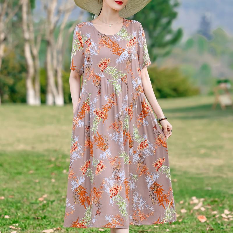 Летние повседневные женские платья винтажная одежда больших размеров с коротким рукавом элегантное длинное платье