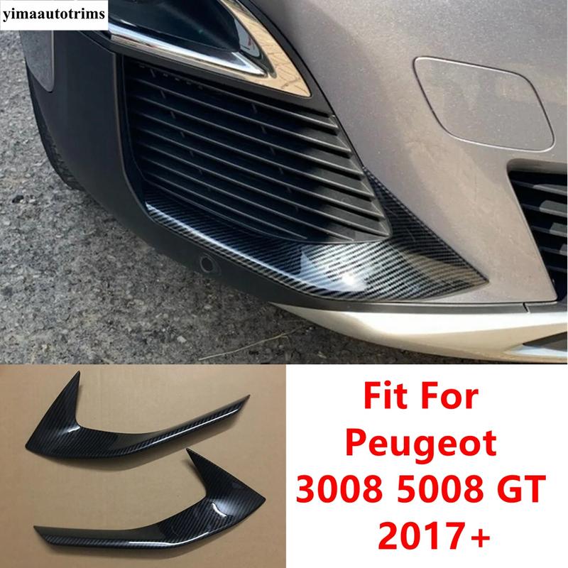 Накладки-полоски на передние противотуманные фары 'Брови' для Peugeot 3008 5008 GT 2017 - Аксессуары из АБС-пластика Хром / Углеродного волокна
