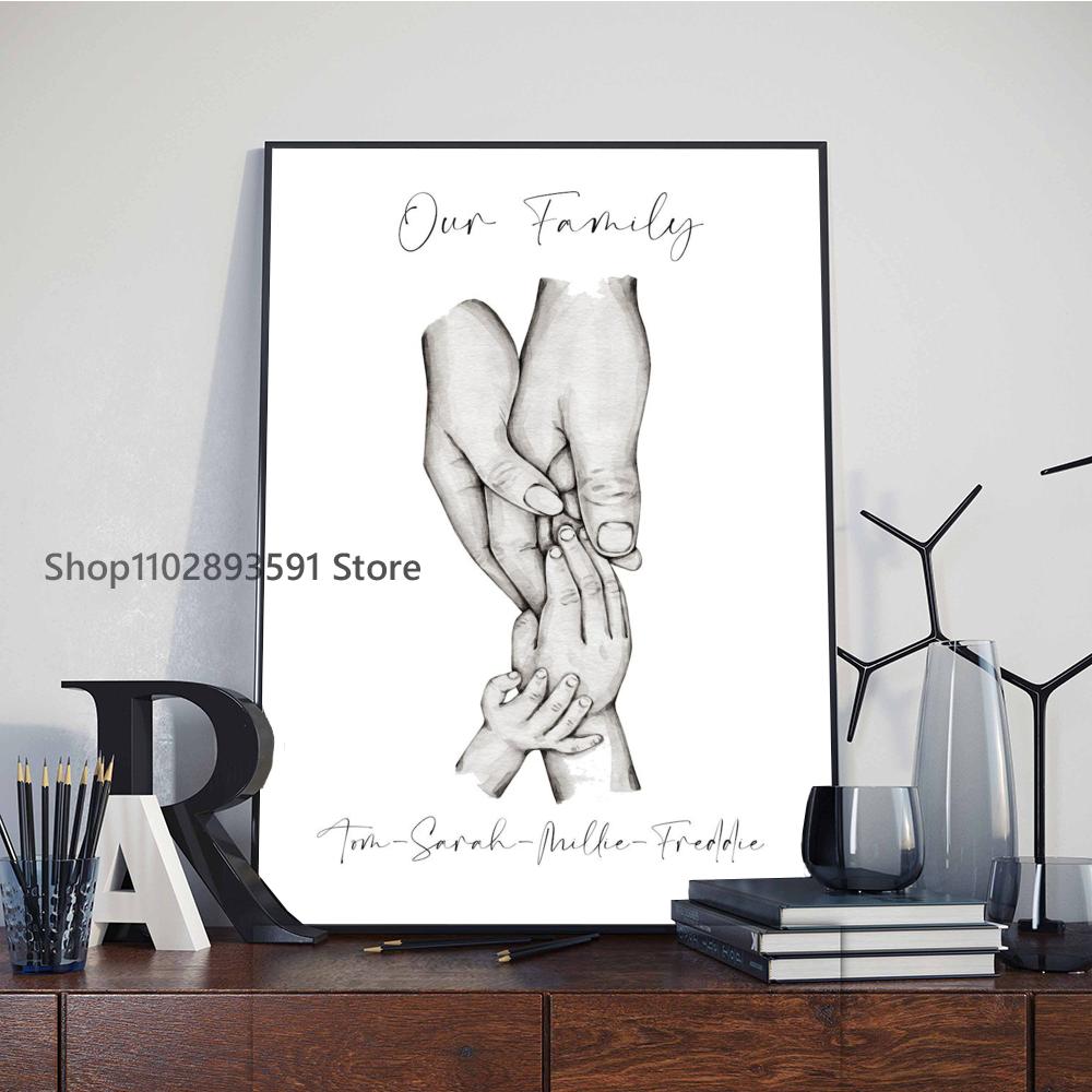 1pc Family Hands Art Abstract Canvas Poster Paper Print Home Bedroom Entrance Bar Cafe Art Painting Decoration