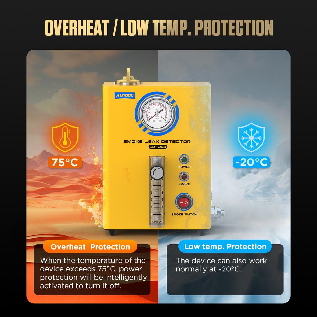 AUTOOL SDT203 Новый автомобильный детектор дыма, анализатор утечки вакуума EVAP, выхлопная труба охлаждения, топливный бак для мотоцикла/грузовика/автомобиля