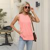 Женская новая весенне-летняя майка с круглым вырезом без рукавов футболка с открытыми свободными топами