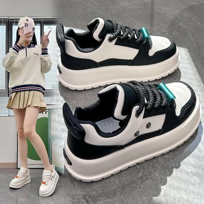 Женские дышащие кроссовки на платформе, модные противоскользящие прогулочные туфли для бега, повседневные легкие массивные кроссовки на шнуровке, женские теннисные туфли из искусственной кожи