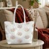 Elegant Floral Print Tote Bag Fashionable Large Capacity Soft Leather Casual Daily Shoulder Bag for Women Outdoor Shopping