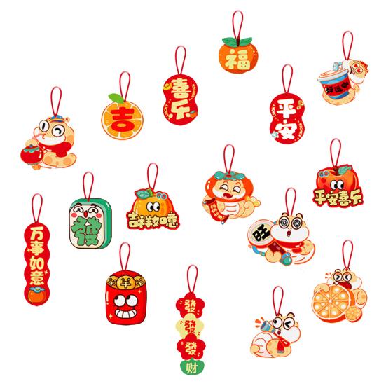 16/28 шт. Новогодние подвески в мультяшном стиле с пожеланиями удачи Лунный Новый год украшения Весенний фестиваль елочные украшения подвески
