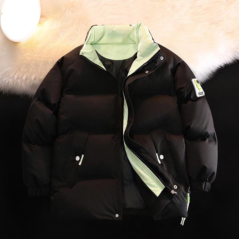 Мужская молодежная двухсторонняя хлопковая зимняя куртка с воротником-стойкой