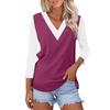 Women's Casual Fashion Sexy Comfortable V-neck Stitching Color Three-quarter Sleeve Top
