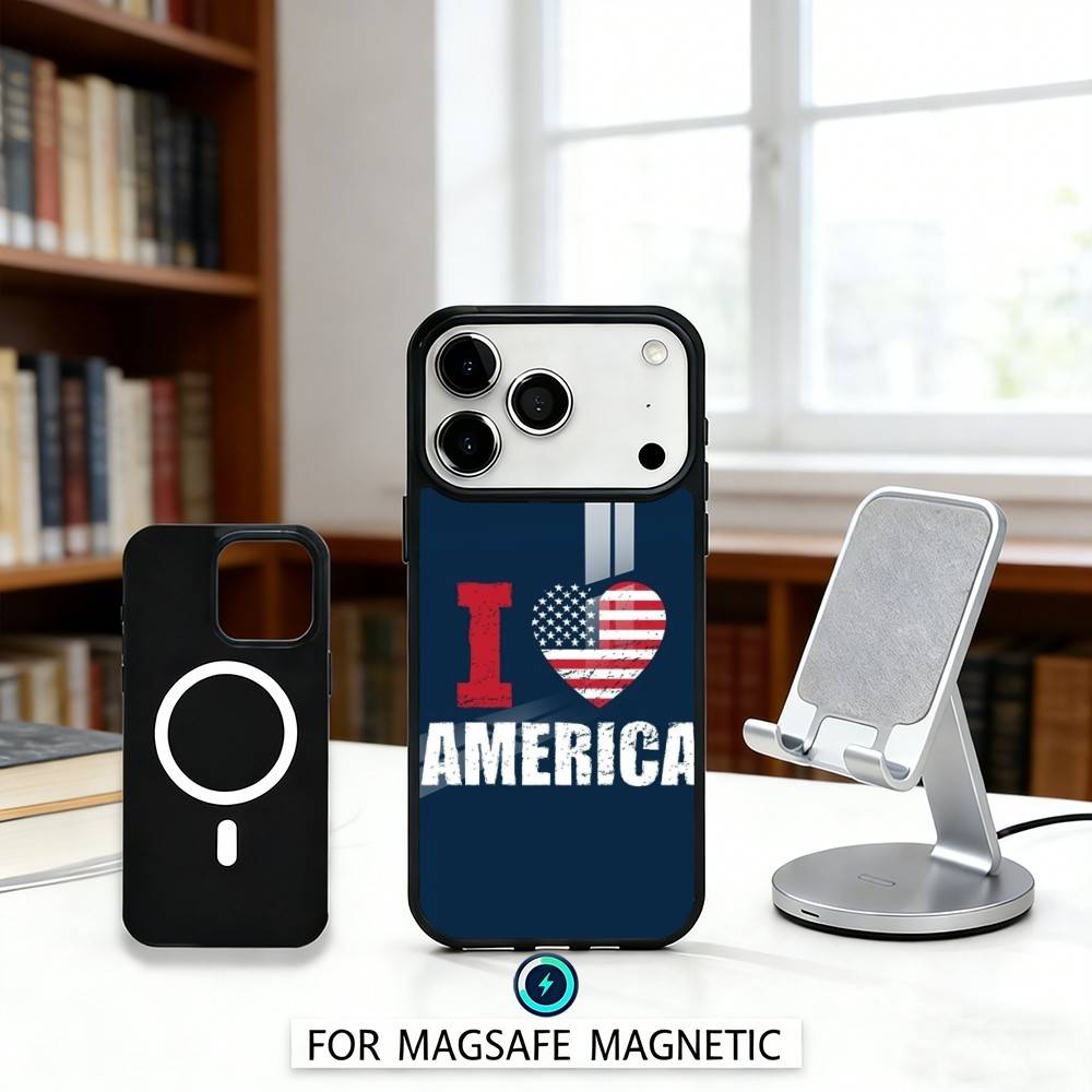 A-Америка Флаг США Чехол для телефона Магнитный Для iPhone17 16 15 14 13 12 Pro Max Для Magsafe Беспроводная зарядка Чехол