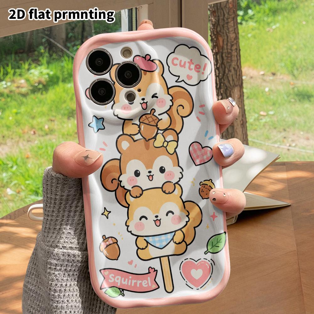 Чехол для телефона: 2D плоский дизайн, подходящий для защитного чехла iPhone 18, 17, 16, 15, 14, 13 Pro, Штабелируемая Белочка, идеальный для Рождества и Хэллоуина