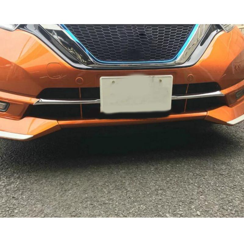 Car Cover ABS Chrome Bumper Engine Head Trim Front Grid Grill Grille Frame Edge 2PCs For Nissan NOTE 2017 2018