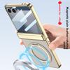 Для Samsung Galaxy Z Flip 7 Чехол Роскошная Кожа PU Кожа Шарнир MagSafe Магнитное Кольцо Подставка Защитная Задняя Крышка Для Z Flip7 Чехол