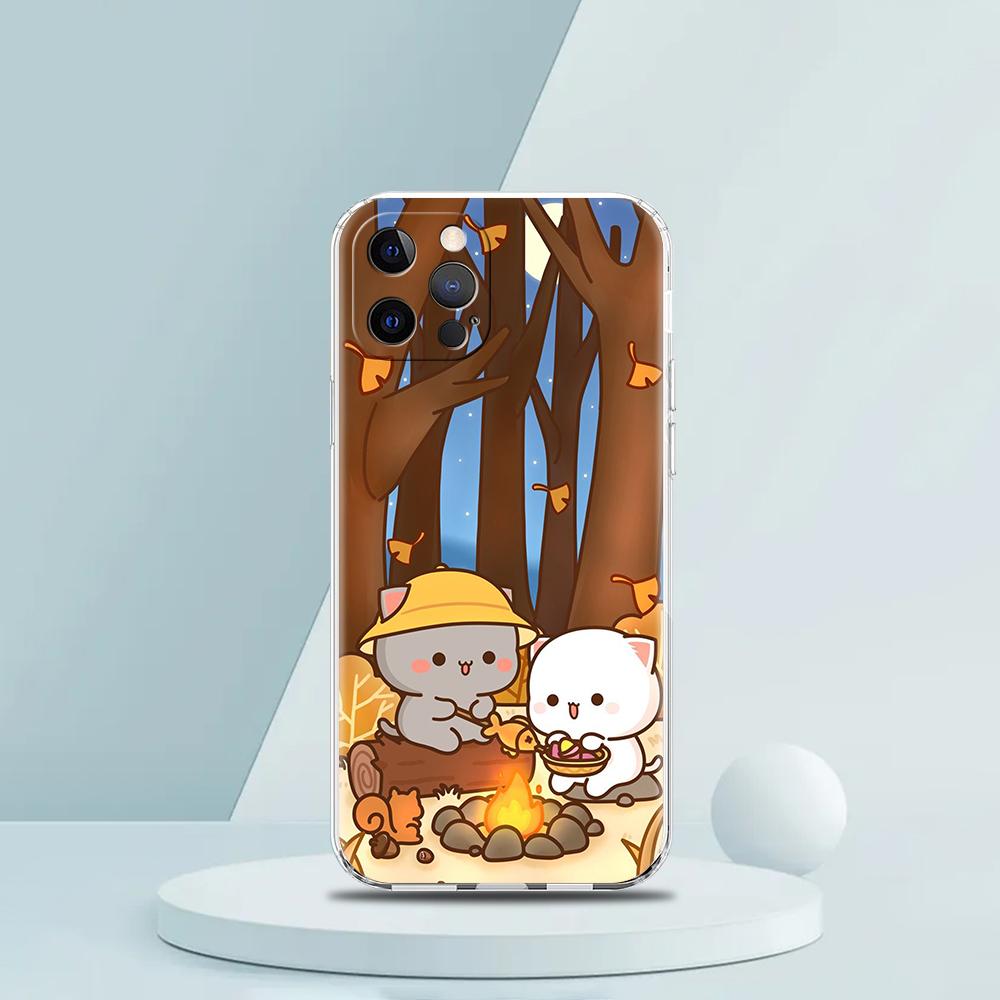 Чехол-сумка для телефона с котиками Персик и Гома для iPhone 16 15 14 13 12 Pro Max Прозрачный чехол для iPhone 11 Pro Max 7 8 Plus XS XR