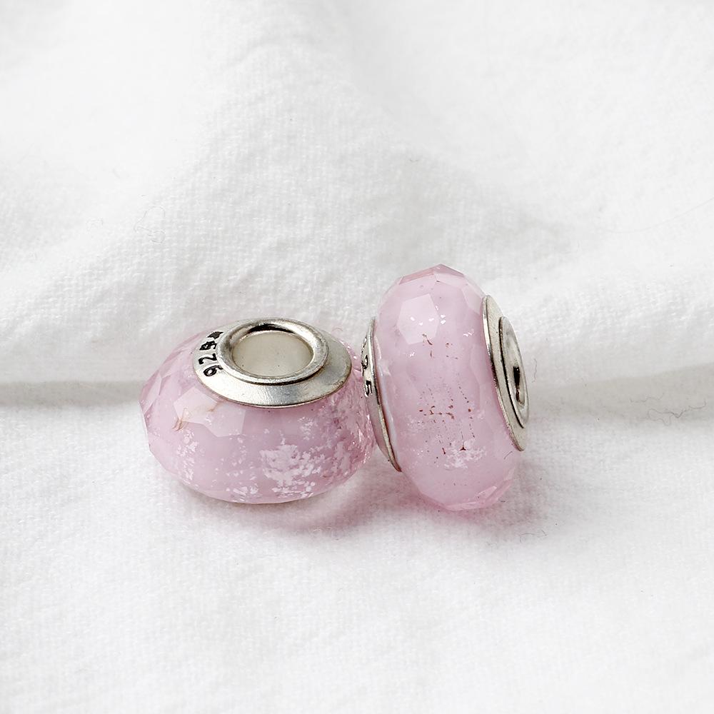DIY Versatile Pink Large-Hole Glass Bead Bracelet Accessory
