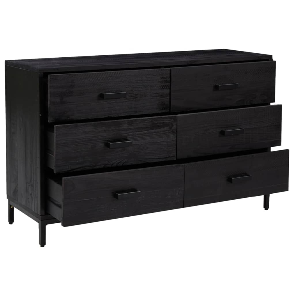 Sideboard Black 110 x 35 x 70 cm Solid Pine Wood