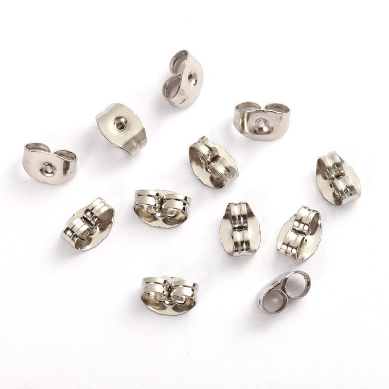 50pcs 100pcs 6x4.5mm Stainless Steel Earrings Back Gold Tone Rose Gold Butterfly Ear Nuts Stopper DIY Jewelry Making Supplies