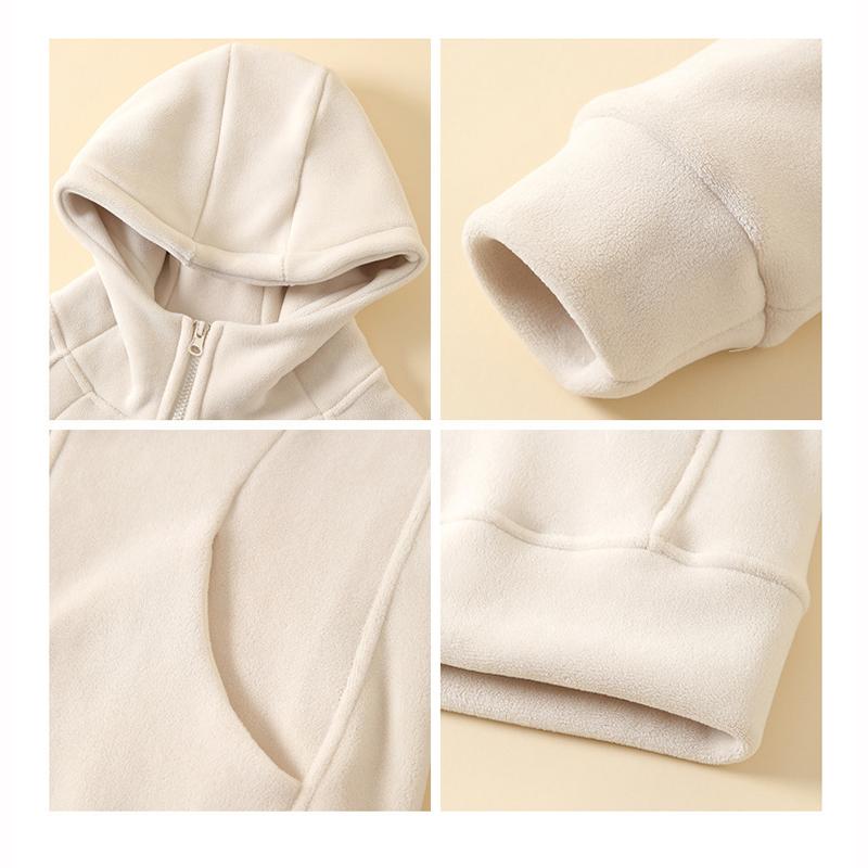 Женская спортивная куртка на молнии с капюшоном, осенне-зимняя, на флисовой подкладке, утолщенная, худи, однотонная, повседневная, свободная, кардиган