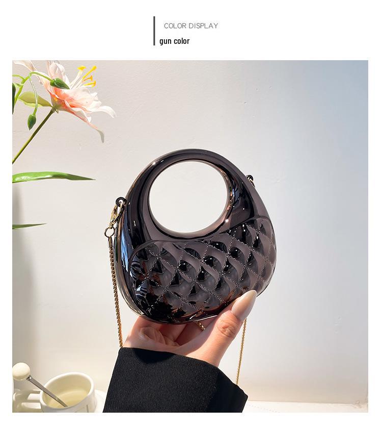 Мини-акриловая сумка-полумесяц класса люкс - Нишевая мода, кошелек для помады и монет через плечо