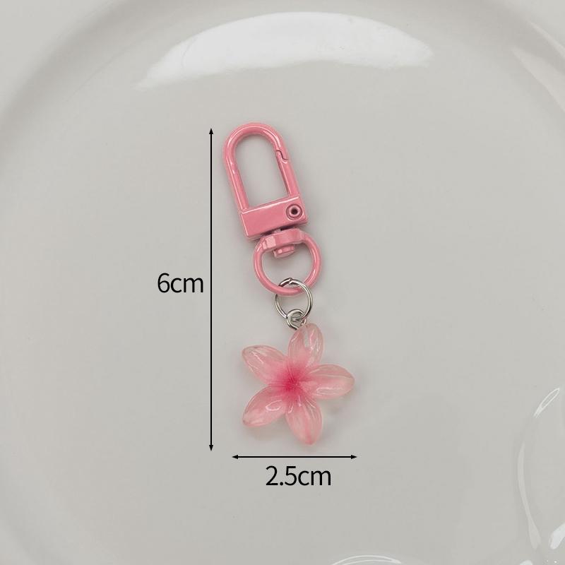Lovely Sakura Flower Keychain Charm Cute Colored Transparent Flower Keychain Pendant Enamel Bag Hanging Pendent Charms Key Ring