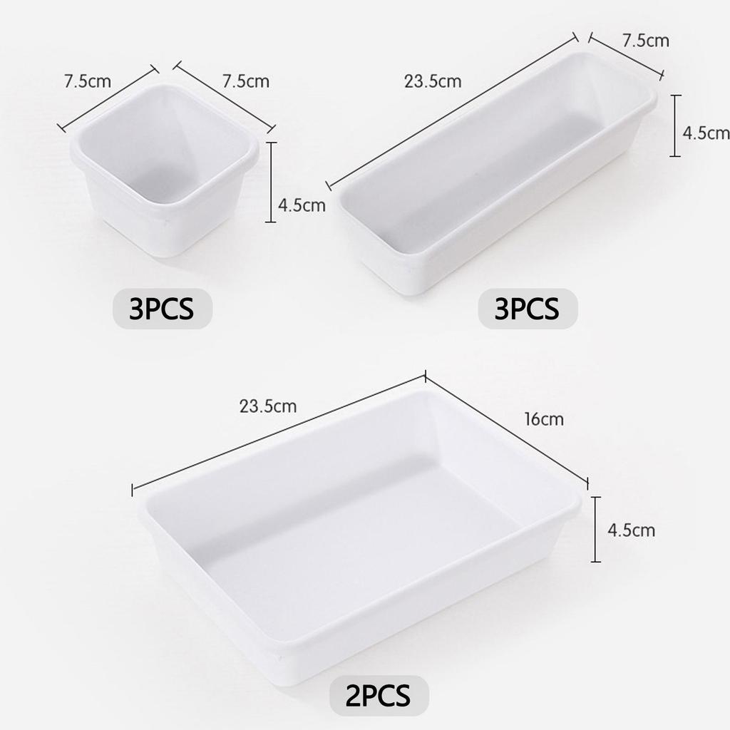 Drawer Organiser, Interlocking Drawer Dividers Plastic Storage Trays,8Pcs 3 Sizes Uncluttered Storage Drawer Tidy Trays Dividers