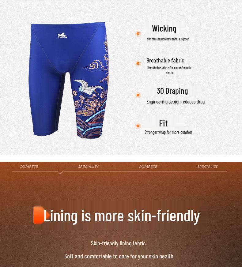 Мужские гоночные плавки Yingfa 2024: Быстросохнущий, профессиональный дизайн с пятью точками для взрослых и подростков.
