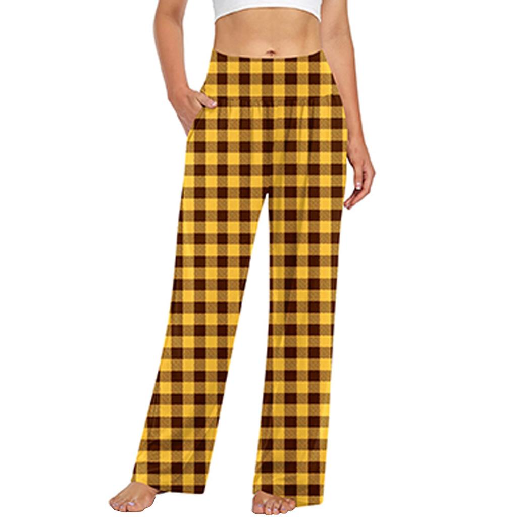 Женские повседневные модные брюки с клетчатым принтом Повседневные брюки