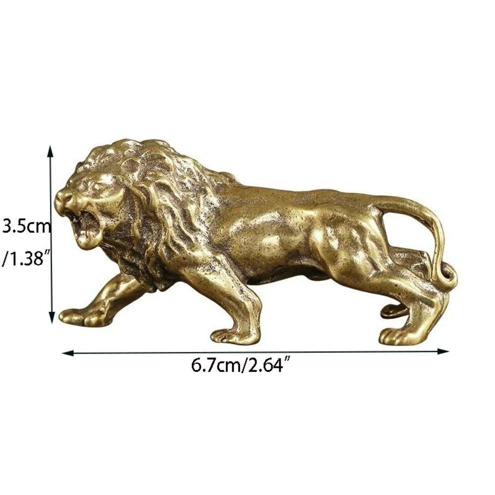 Creative Pure Copper Lion Statue Copperware Lion Shape Brass Lion Sculpture Small Antique Lion Ornaments Tea Pet
