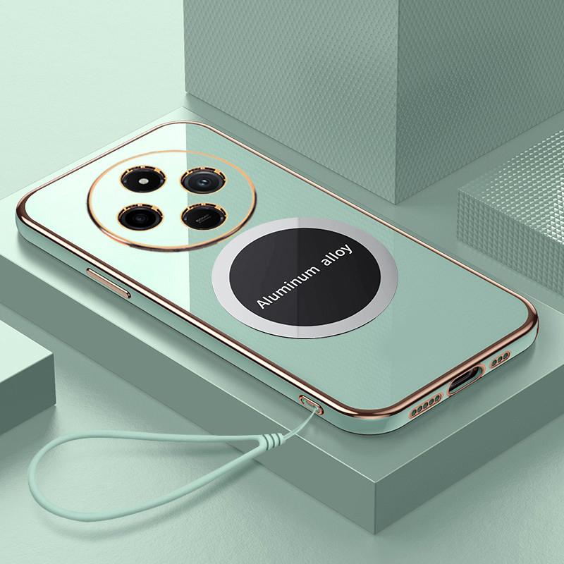 For Xiaomi Redmi 14C Case Redmi A4 A3 Pro Phone Case Luxury Square Plating Magnetic Attraction ShockProof Silicone Back Cover