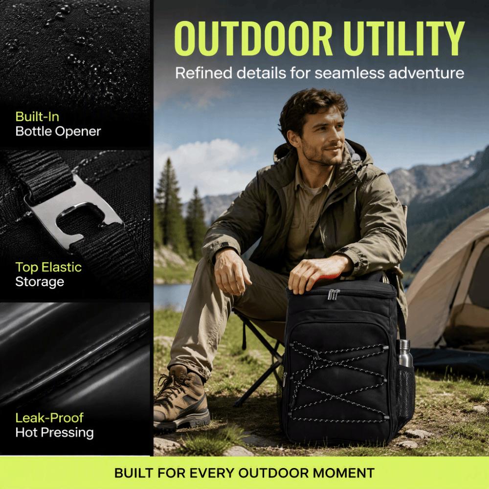 Chest Buckle Straps Cooler Backpack Black Insulated Cooler Bag Leak Proof Backpack For Travel