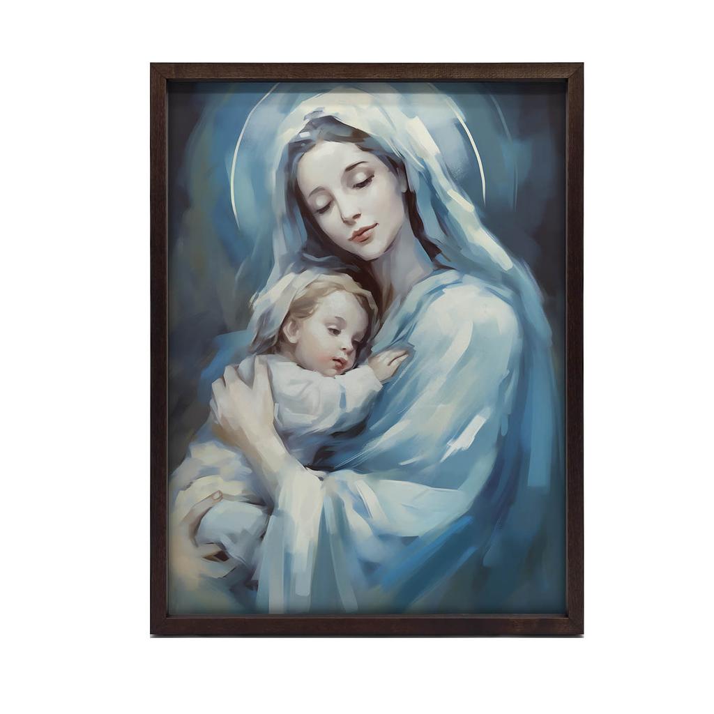 Harmonia Niebieskiej Miłości: Maryja Z Jezusem Harmonia Niebieskiej Miłości: Maryja Z Jezusem, 30X40 Cm, Rama Aluminiowa Czarna, Papier Matowy 230 Gsm