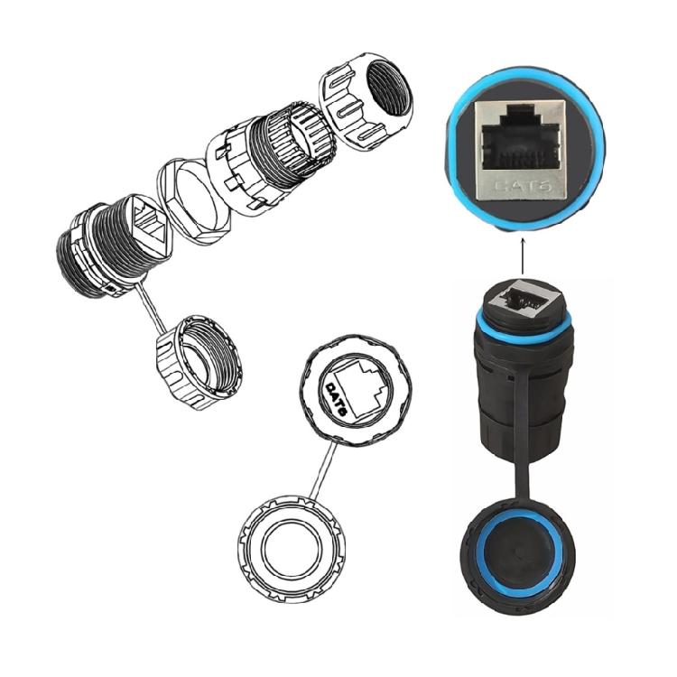 Экранированный M23 RJ45 Cat6 Соединитель-муфта С Легкой Сборкой Для Надежной Гигабитной Передачи Данных