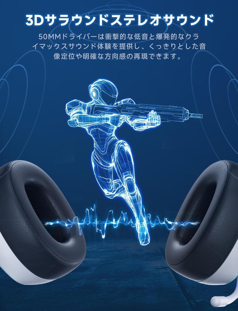 PS5 Gaming Headset [2.4G USBType-C AdapterBluetooth 5.3Wired] 4-Way Connection, 7.1ch Surround Sound (20ms Ultra-Low Latency), Lightweight, Active