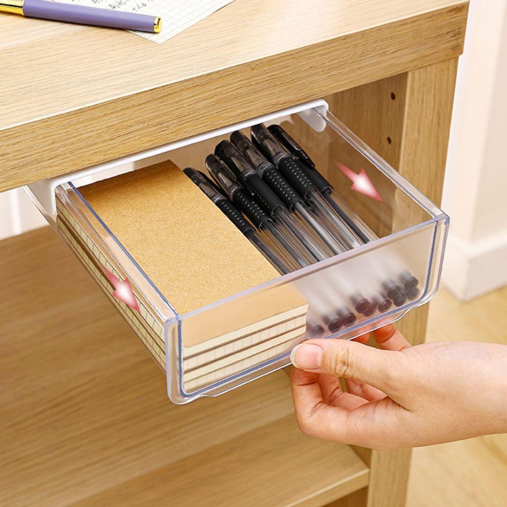 Большая вместимость ящика под столом прозрачный скрытый ящик органайзер для косметики и канцелярских принадлежностей
