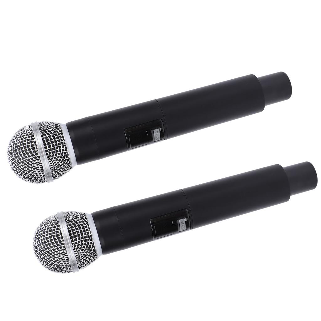 2шт беспроводной микрофон металлический шумоподавляющий ручной динамический микрофон набор с кристальными крышками и приемником