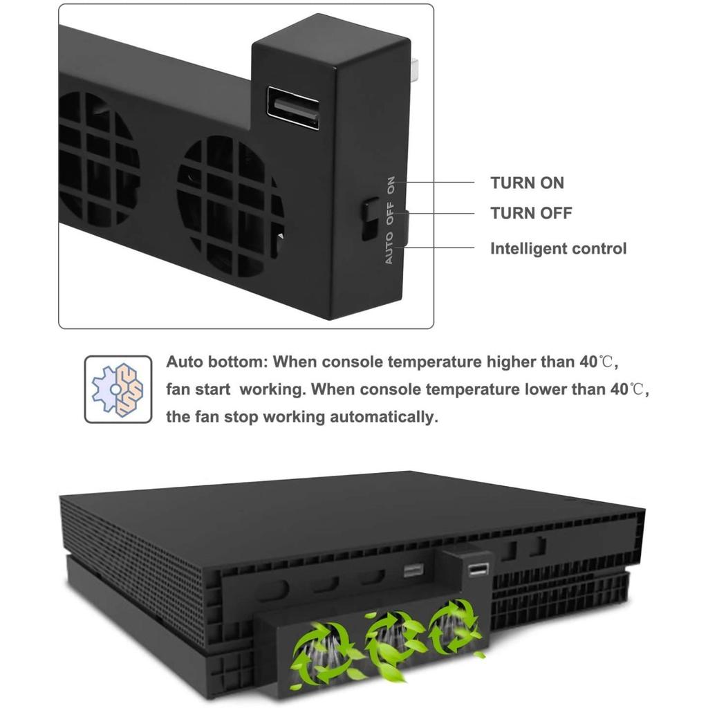 USB Cooling Fan Compatible with Xbox One X Console, Cooling System Compatible with 3 Cooling Fans and 2.0 USB Port - Only Compatible with Xbox One X