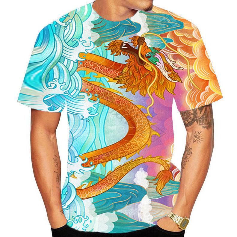 Dragon Animal 3D Print T Shirt Spring Summer Tee Women Men Clothing Plus Size O Neck Short Sleeve Loose Tops Breathable Couples Shirts