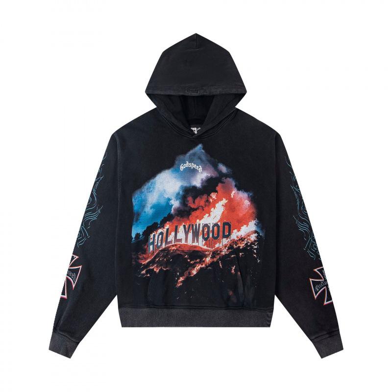 Odspeedss осень и зима новый прямой принт стирка вода ретро чистый хлопок хип-хоп красота тренд худи свитер