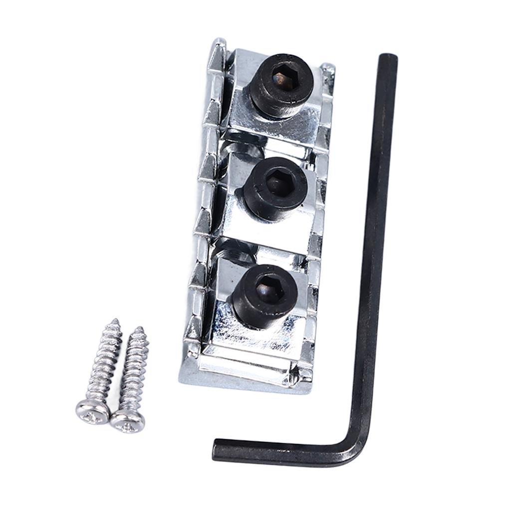 Electric Guitar Nut 42mm Length Metal Guitar String Locking Nut with Screws and Wrench