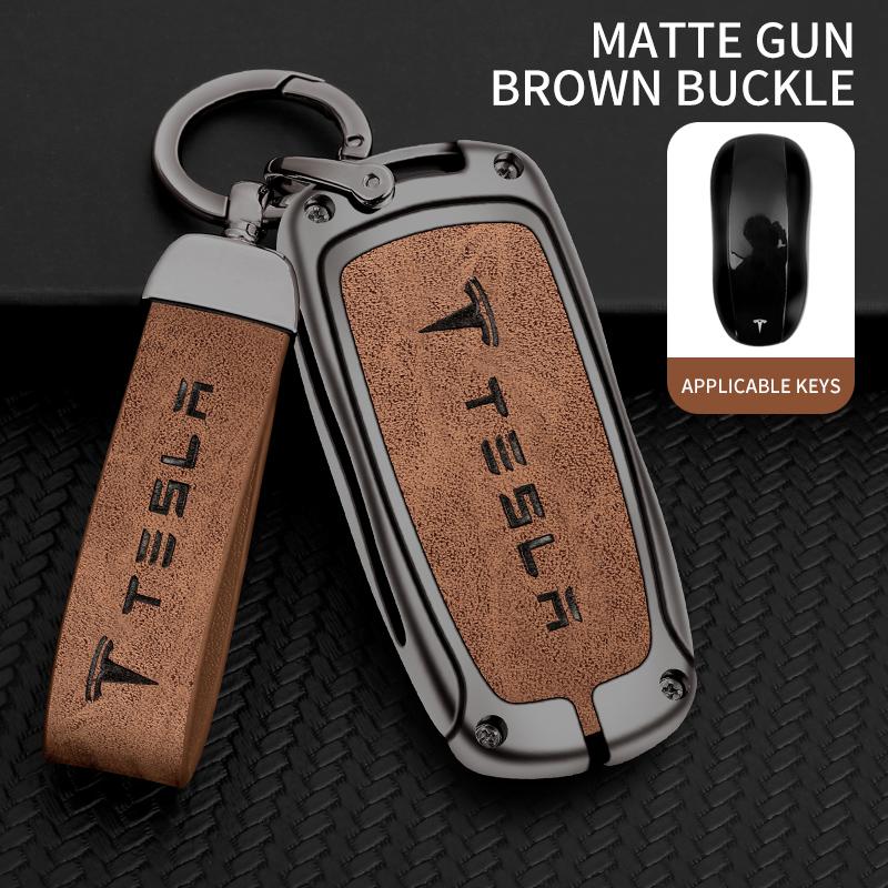 CSNK3 Zinc Alloy Car Fob Smart Remote Key Case Cover Holder For Tesla Model 3 Model S Model Y Model X Protector Keychain Accessories