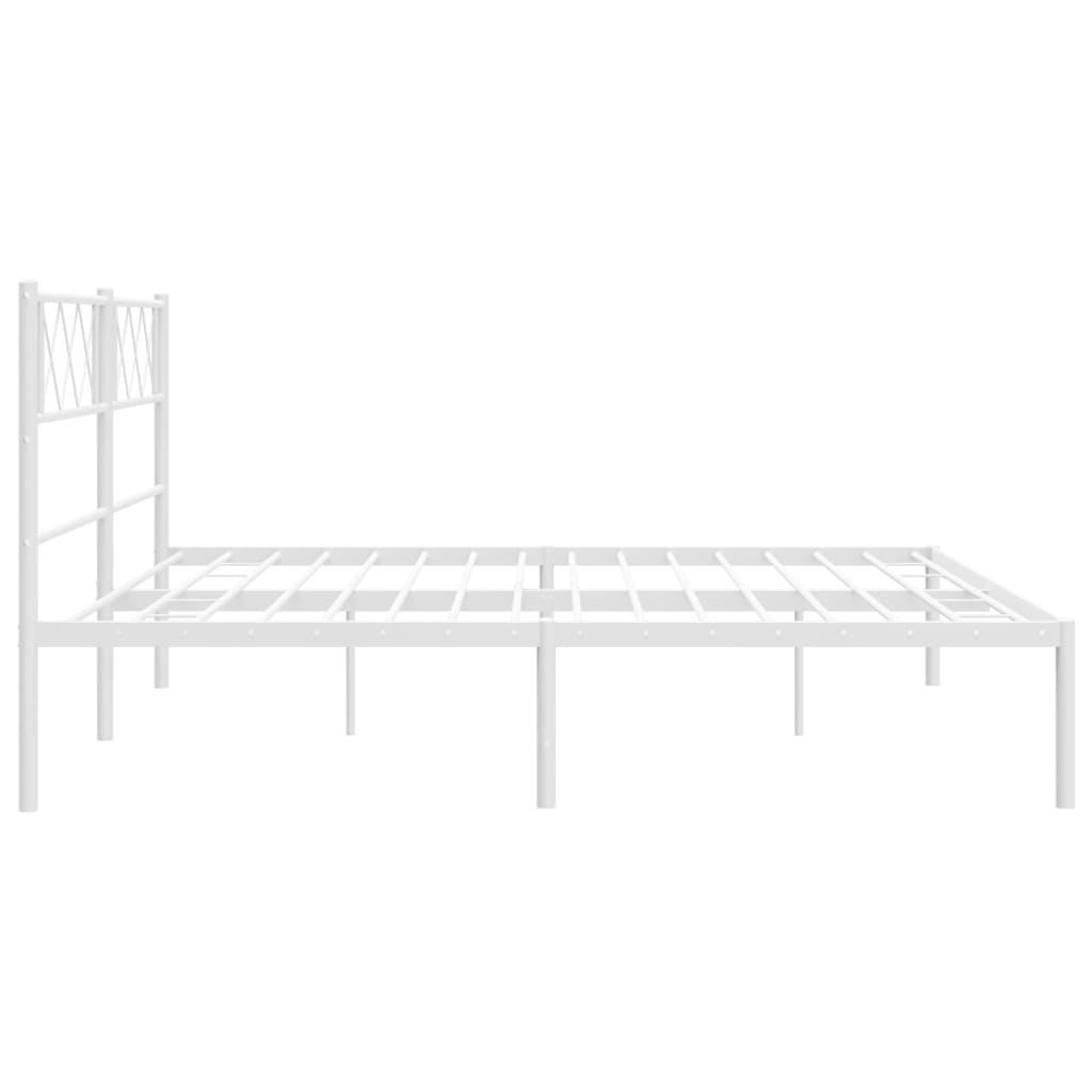 Metal Bed Frame with Headboard White 160x200 cm