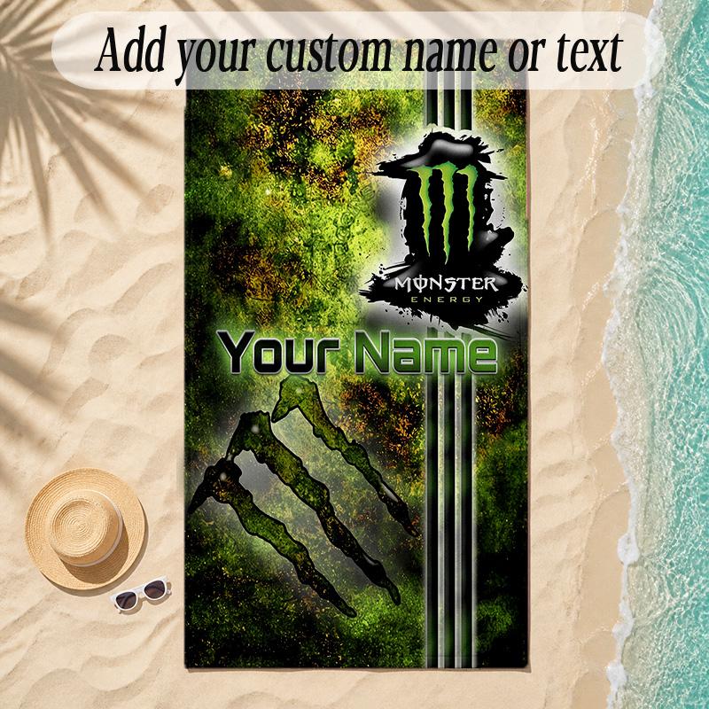 Beach TowelMonster Energy Custom Name Text Personalized Soft Towel for Beach Pool Indoor Home Decor Gift